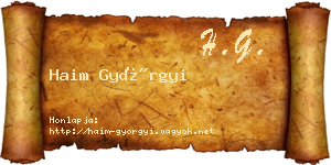 Haim Györgyi névjegykártya