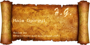 Haim Györgyi névjegykártya